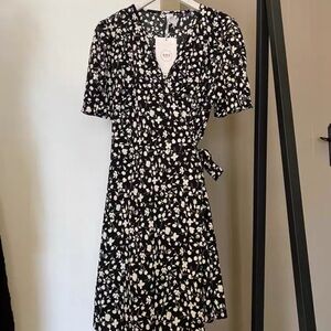 Floral Black and White Dress